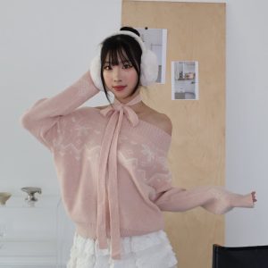 a01聖誕限定!一字領毛衣