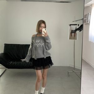 a01聖誕限定!一字領毛衣