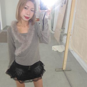 a06蕾絲甜妹復古短裙（黑/藍）