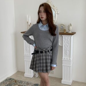 b01 復古學院風格紋短裙 (複製)