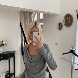 b05 韓系甜酷盪領兩件式上衣