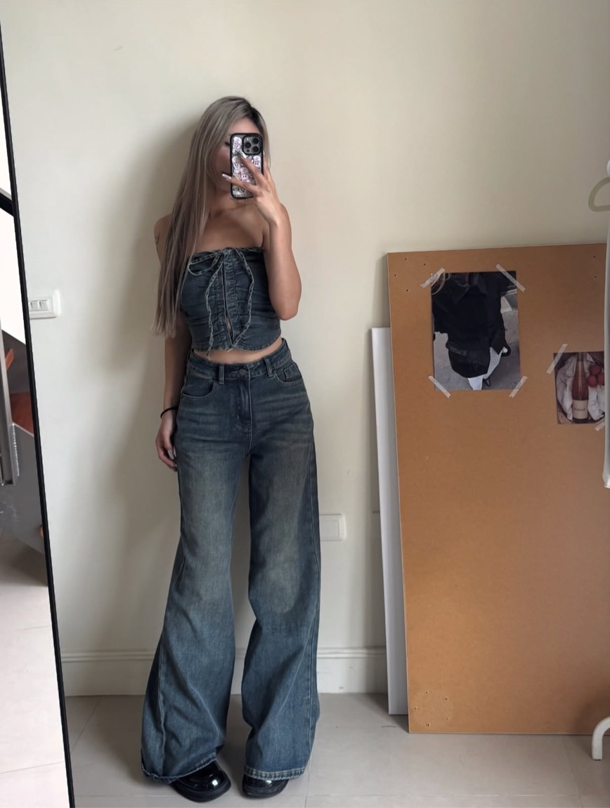 a16修飾臀型牛仔微寬褲 a16修飾臀型牛仔微寬褲