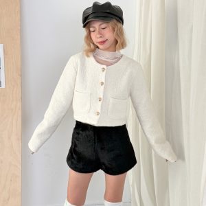 z19 百搭款！絨毛小香短褲🇰🇷