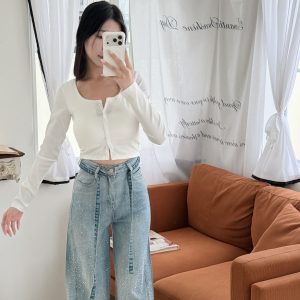 許我耀眼✨燙鑽微寬褲