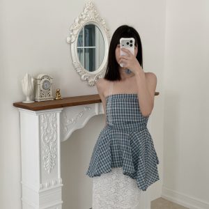 在逃公主格紋平口衣