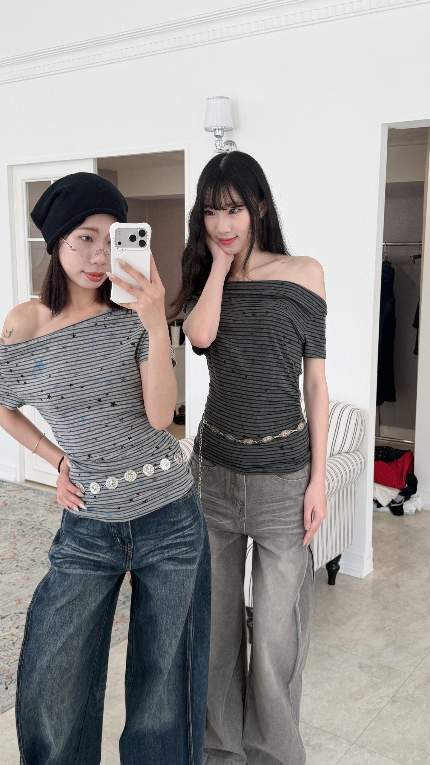 刷色打摺寬牛仔 刷色打摺寬牛仔