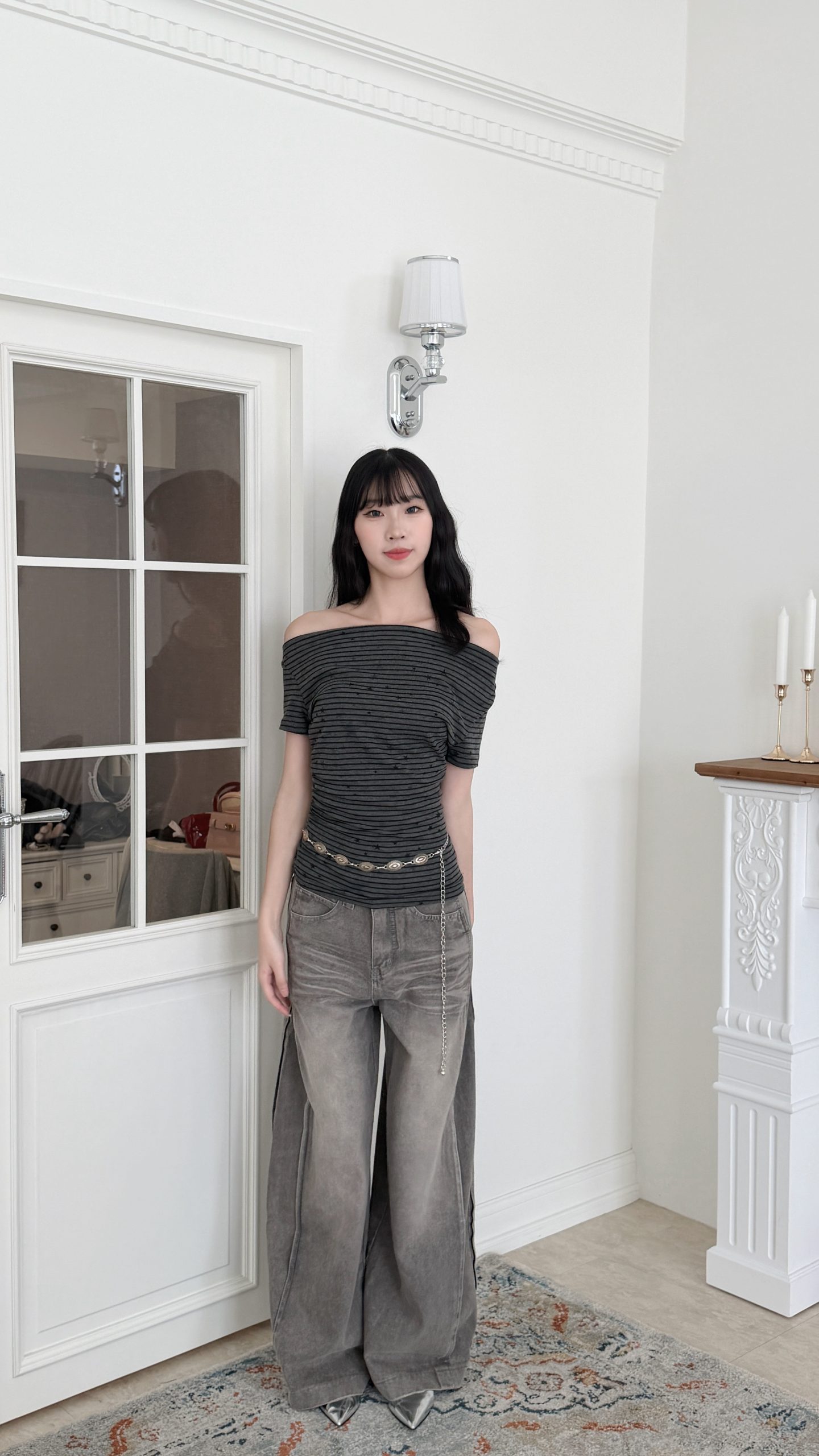 刷色打摺寬牛仔 刷色打摺寬牛仔