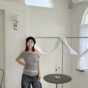 刷色打摺寬牛仔