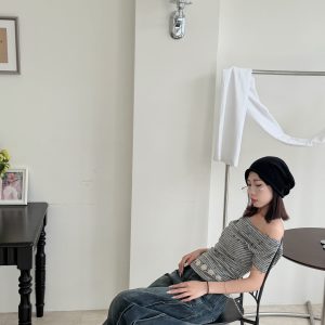 刷色打摺寬牛仔