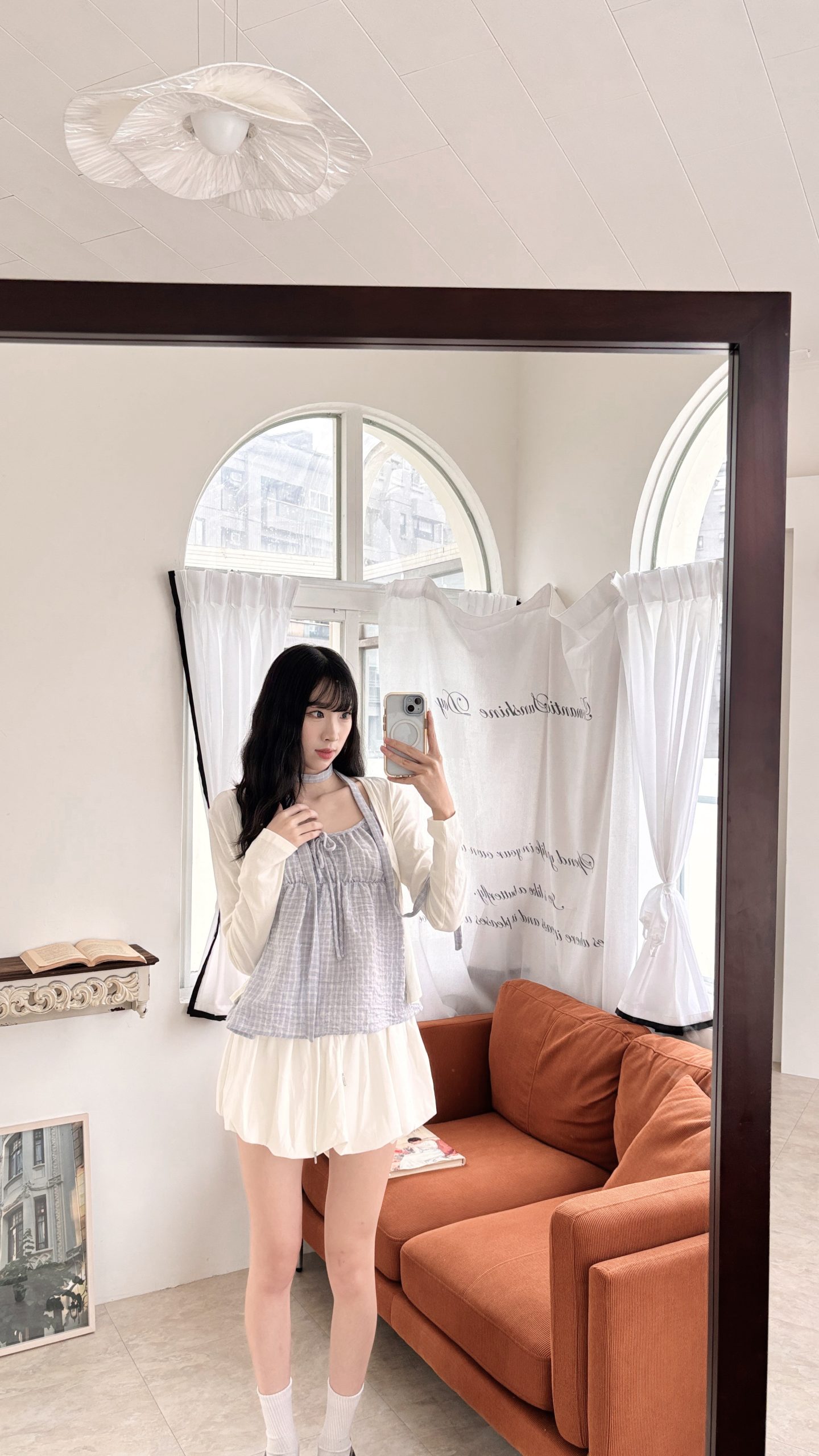 日系清新格紋兩件套 日系清新格紋兩件套