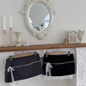 低腰蕾絲側開衩西裝裙