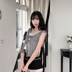 韓街感格紋兩件套