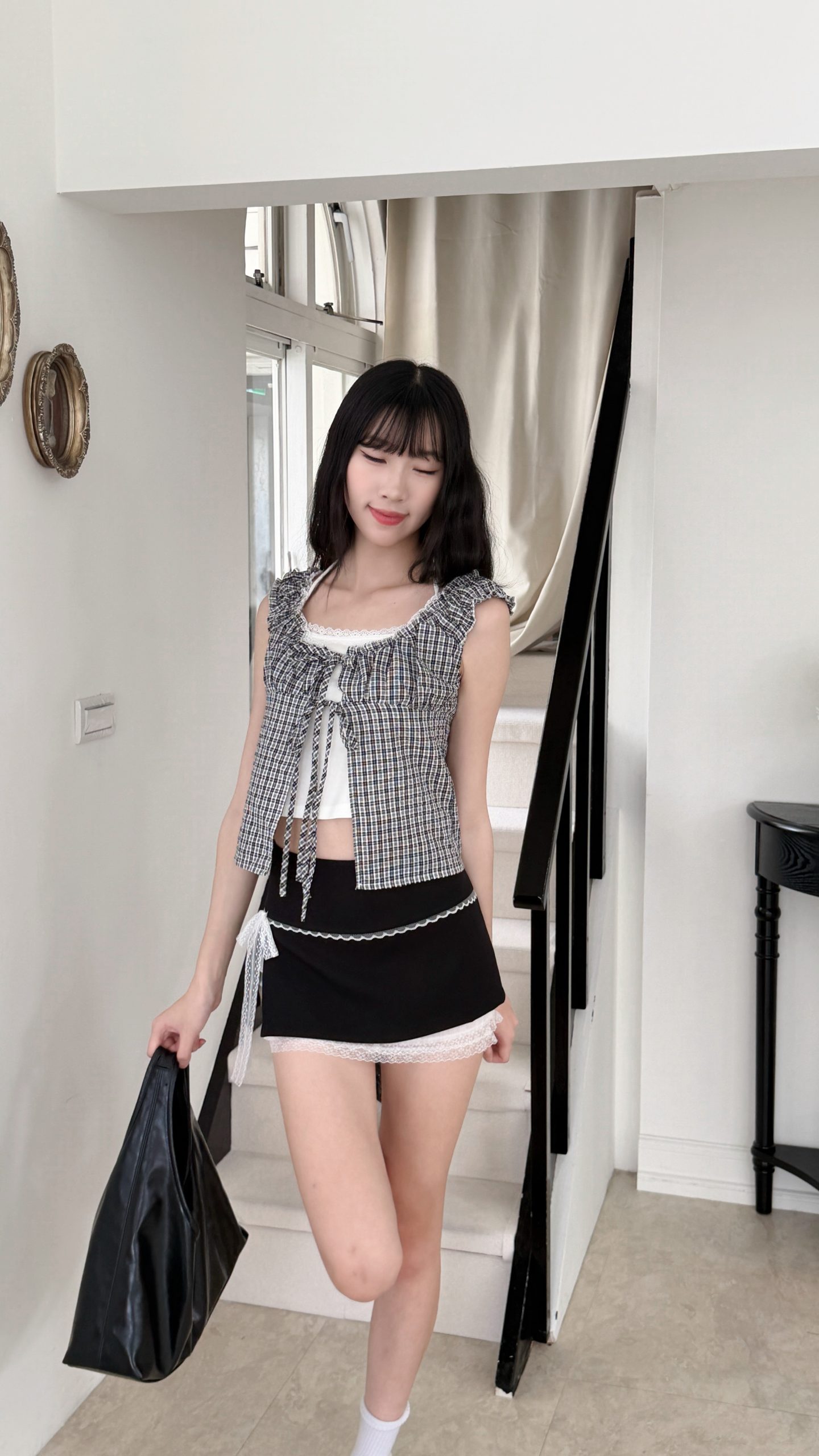 低腰蕾絲側開衩西裝裙 低腰蕾絲側開衩西裝裙