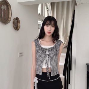 韓街感格紋兩件套