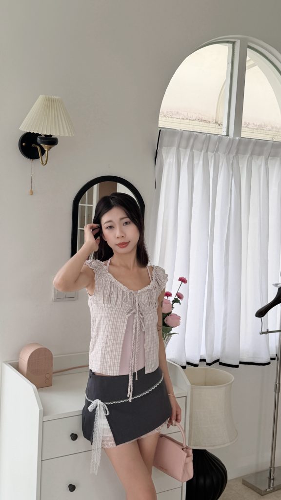 韓街感格紋兩件套